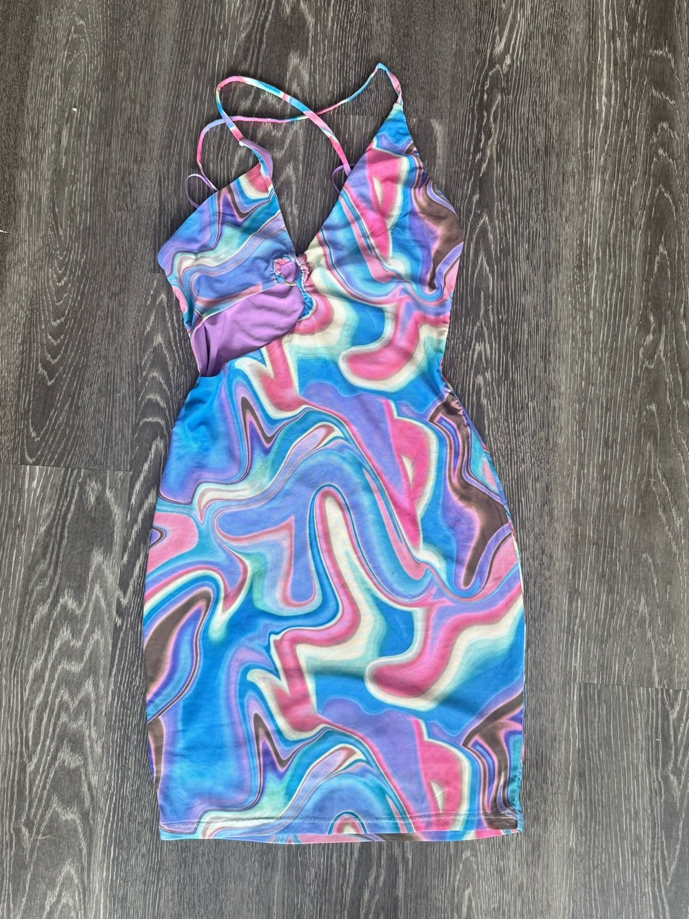 Pitaya 70s Blue And Purple Swirl Dress